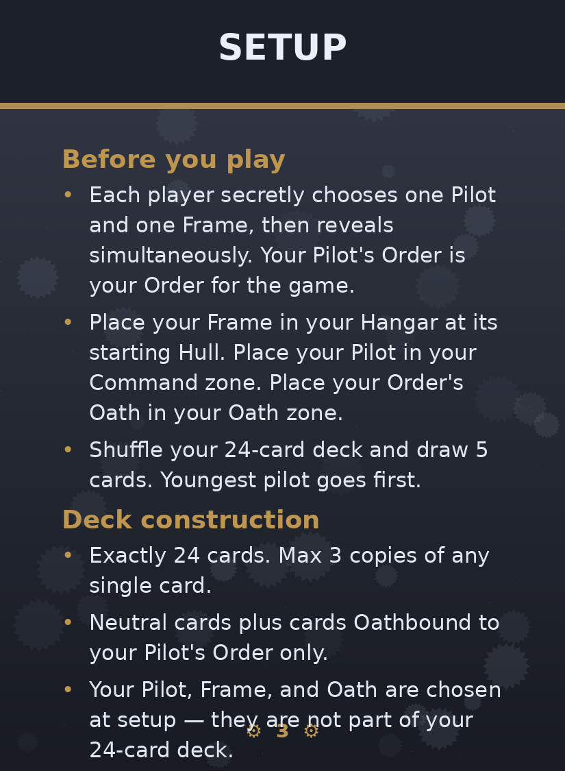 Iron Covenant — how to play: Setup