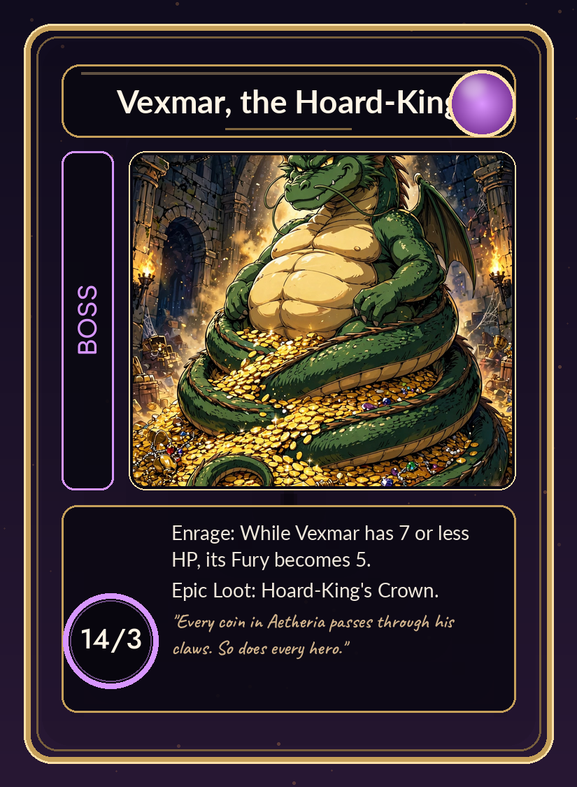 Realmfall card: Vexmar The Hoard King